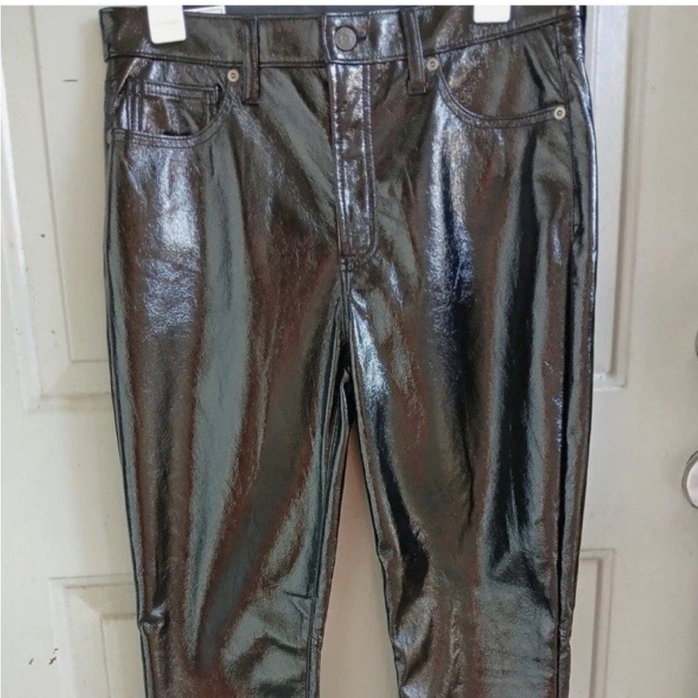 NWT Gap High Rise Vegan Patent Leather Vintage Slim Pants - Black - Size 32/14